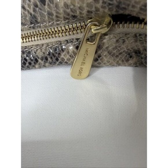 Michael Kors Python Embossed Leather Hobo Shoulder Bag Gold Hardware + Wallet - Picture 8 of 16